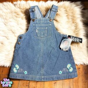 Levi’s NWT 90’s Floral Embroidered Girls Toddler Denim Pocket Overall Dress (4T)